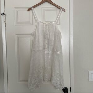 Anthropologie Ivory Lace-Trimmed Chemise